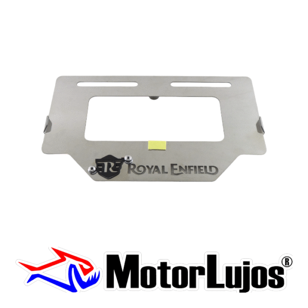 Portaplaca Cromo  "ROYAL ENFIELD" + 3D NEGRO