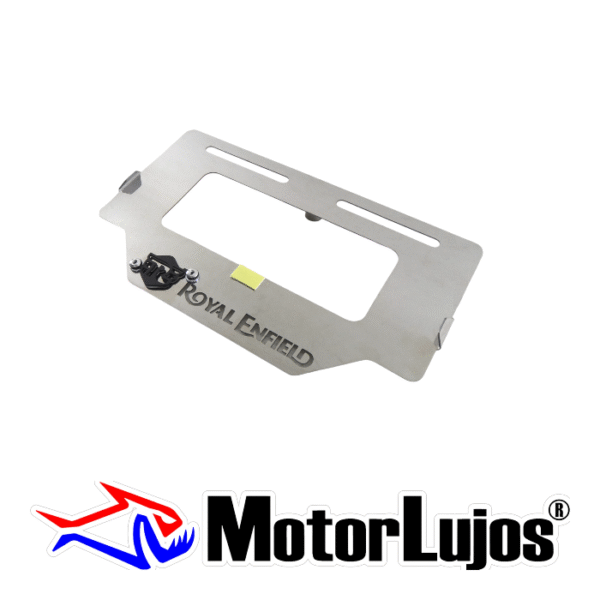Portaplaca Cromo  "ROYAL ENFIELD" + 3D NEGRO - Imagen 2