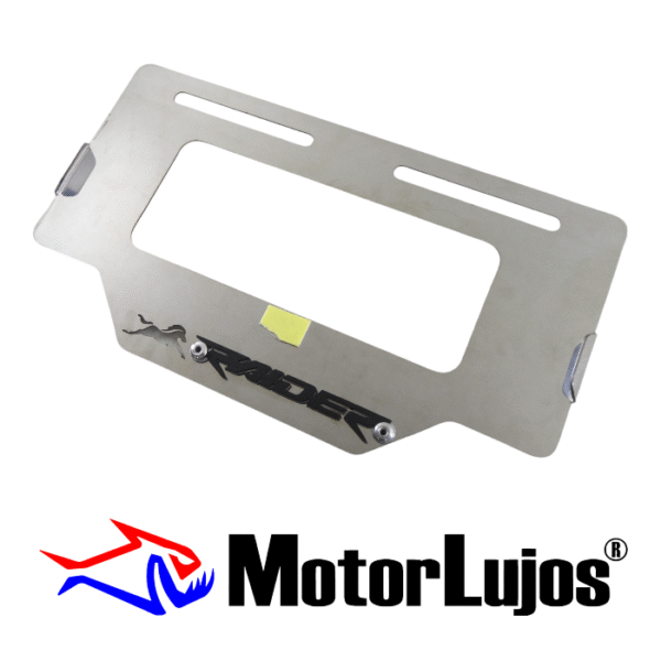 Portaplaca Cromo  "TVS RAIDER" + 3D NEGRO - Imagen 2