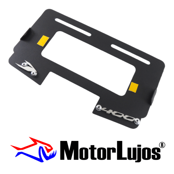 Portaplaca Negro "DOMINAR 400 Traga Luz"  + 3D CROMO - Imagen 2
