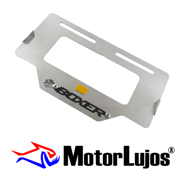 Portaplaca Cromo  "BOXER" + 3D NEGRO - Imagen 2