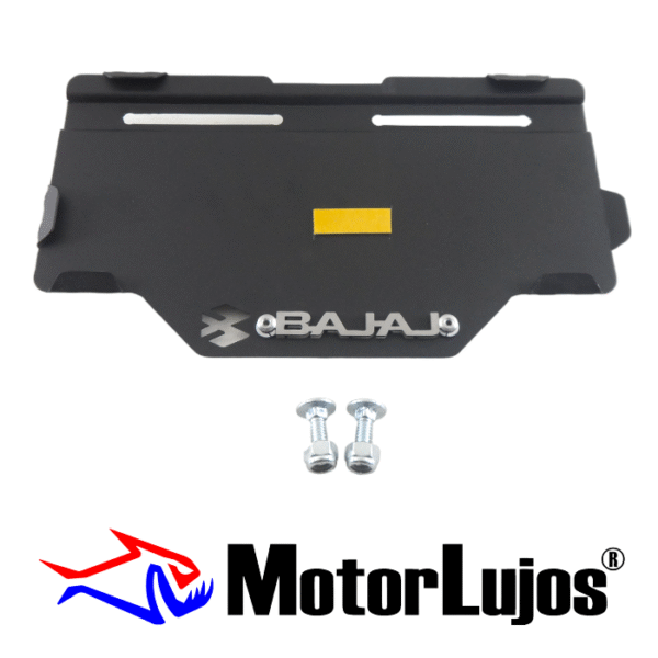 Portaplaca Negro "BAJAJ " CL-20 + TORNI  + 3D CROMO