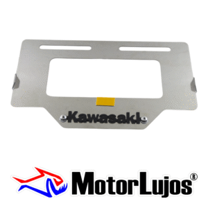 Portaplaca Cromo  "KAWASAKI" + 3D NEGRO
