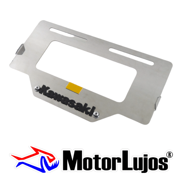 Portaplaca Cromo  "KAWASAKI" + 3D NEGRO - Imagen 2