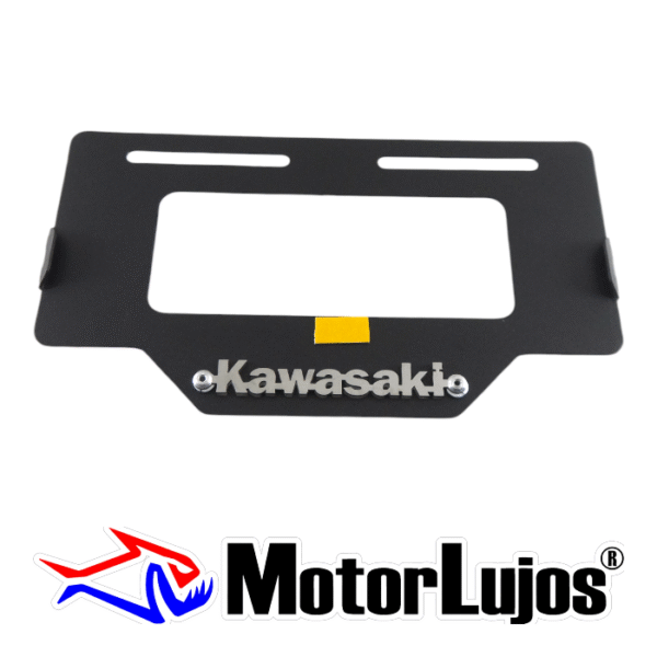 Portaplaca Negro "KAWASAKI"  + 3D CROMO