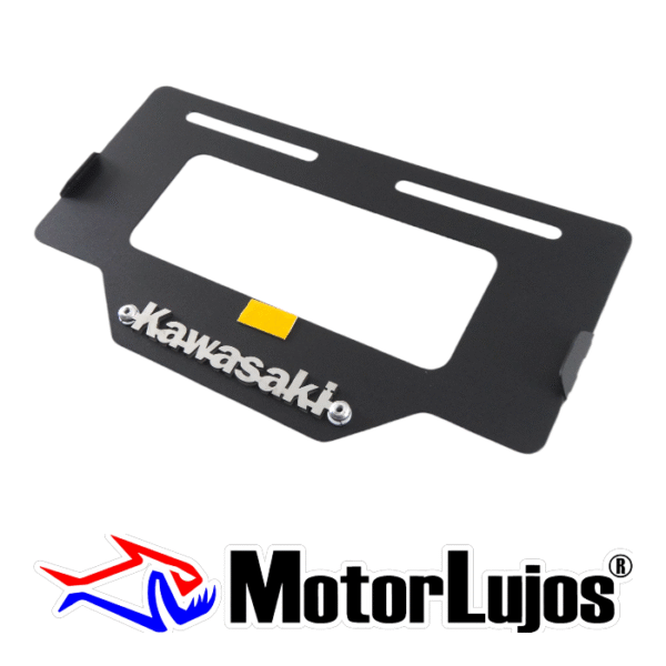 Portaplaca Negro "KAWASAKI"  + 3D CROMO - Imagen 2