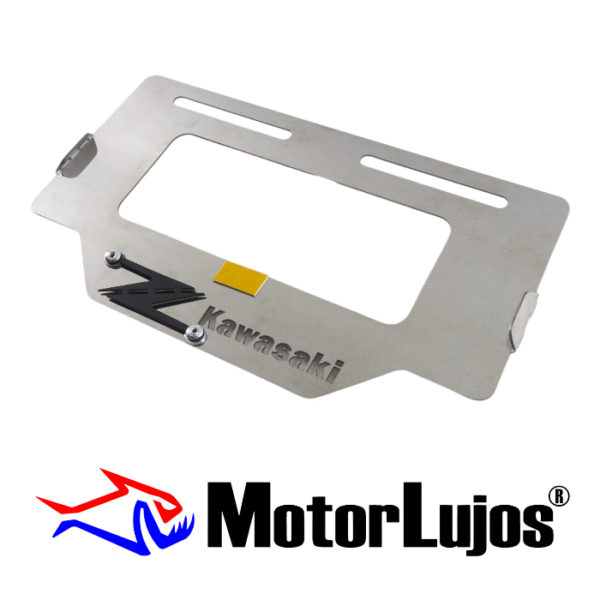 Portaplaca Cromo  "Z KAWASAKI" + 3D NEGRO - Imagen 2
