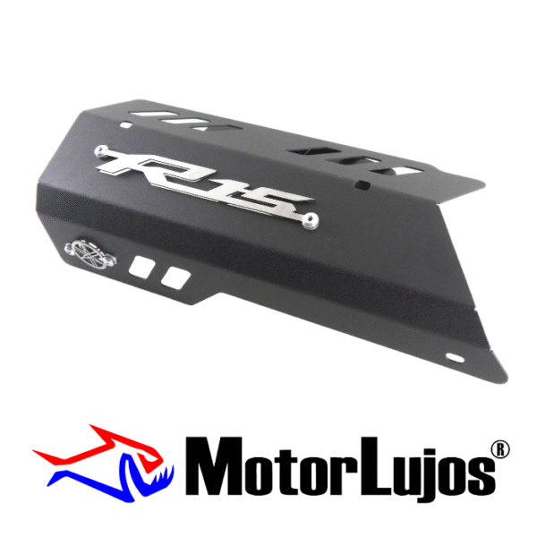 P. Exosto Negro"R15 V3"   + 2 LOGOS 3D CROMO - Imagen 2