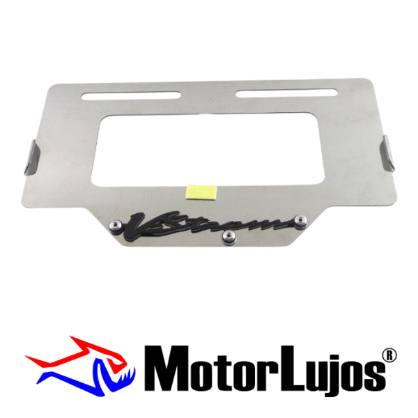 Portaplaca Cromo  "VSTROM" + 3D NEGRO