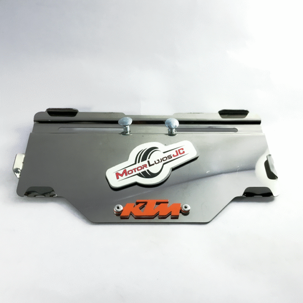 Portaplaca Cromo  "KTM " CL-20 + TORNI  + 3D NARANJA