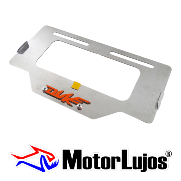 Portaplaca Cromo  "DUKE" + 3D NARANJA - Imagen 2