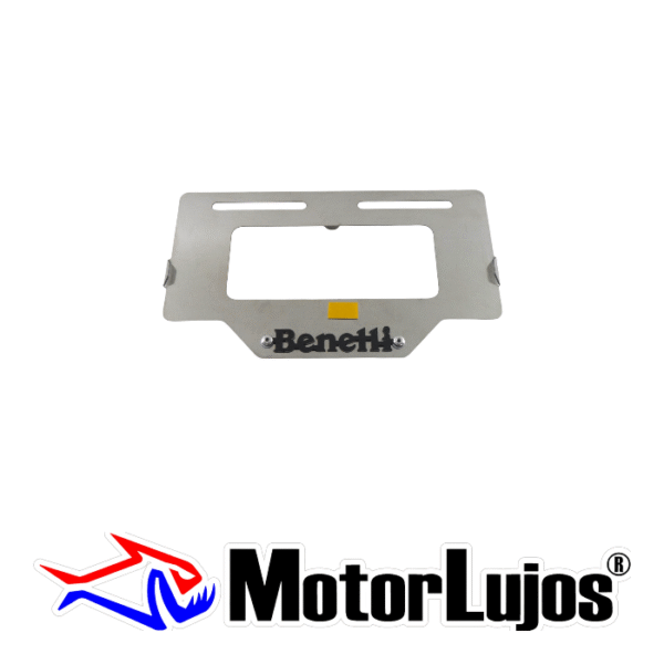 Portaplaca Cromo  "BENELLI" + 3D NEGRO
