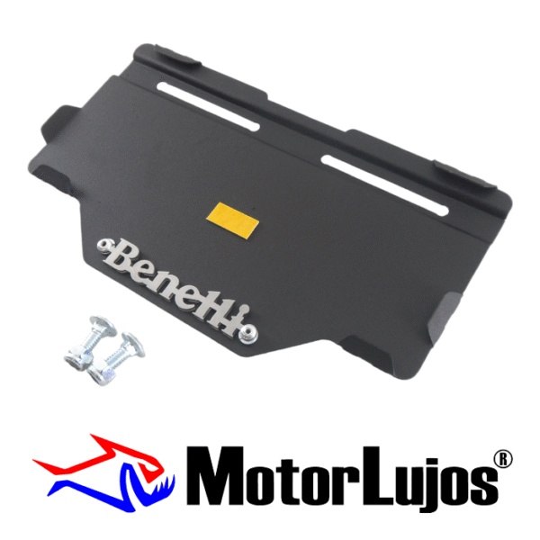 Portaplaca Negro "BENELLI" CL-20 + TORNI   + 3D CROMO - Imagen 2