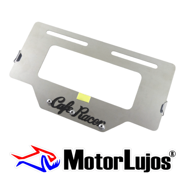 Portaplaca Cromo  "CAFÉ RACER" + 3D NEGRO - Imagen 2