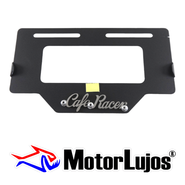 Portaplaca Negro "CAFÉ RACER"  + 3D CROMO - Imagen 2
